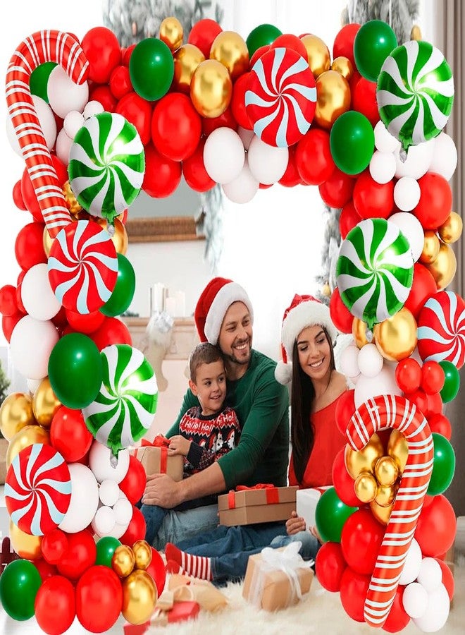 QIHOMPIB Red Green White Christmas Balloon Garland Arch Kit, Gingerbread Holiday Balloon Arch Kit Xmas Christmas Decorations Balloons Holiday Party Garland Balloons Background Candy Cane Balloon Arch Sets - Image 5